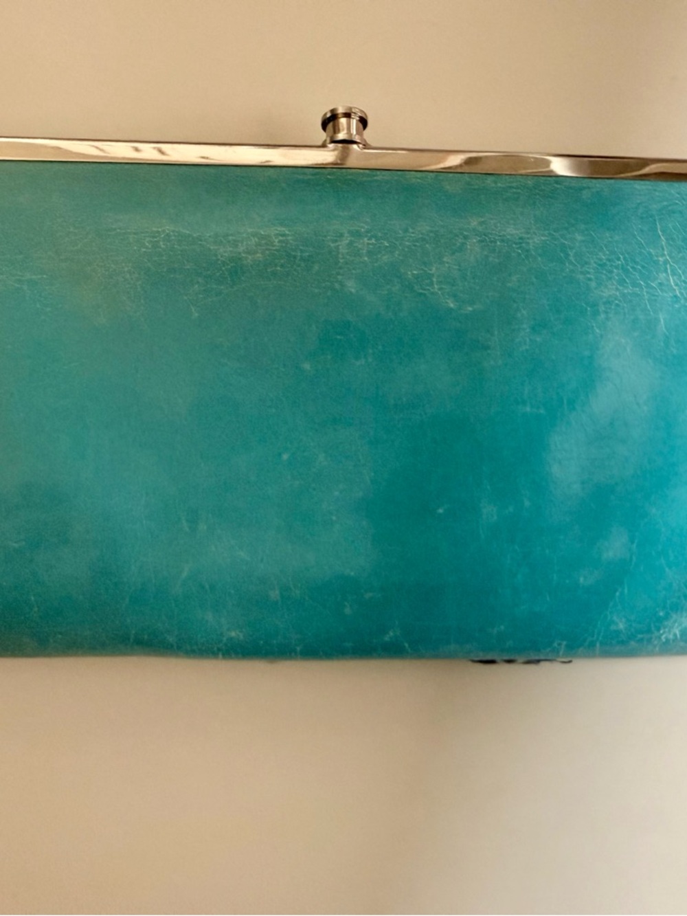 HOBO Teal Clutch Wallet with Silver Frame